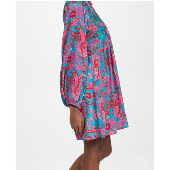 Figue Lucie Mini Dress Floral Embroidered Size XS Long Sleeve - Picture 3 of 13